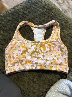 Pink and Yellow Camo Racerback Sports Bra